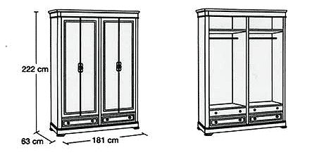 шкаф 4-х дверный модель 0904 от спальни Vicent Montoro 9 , ширина - 181 см